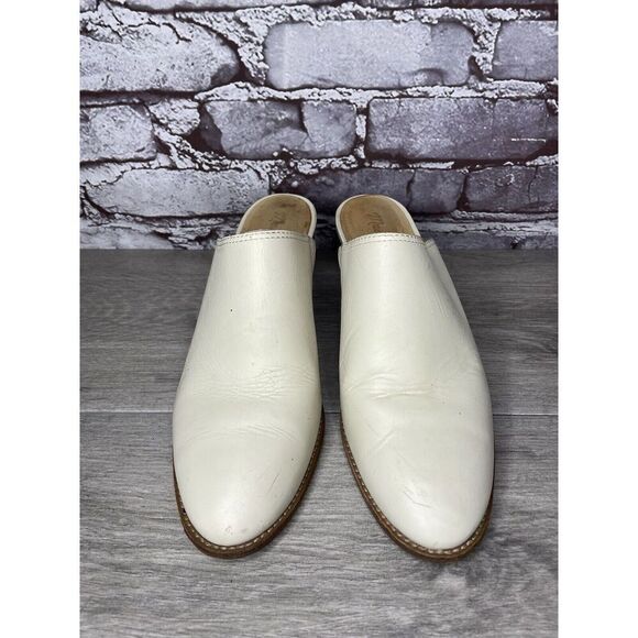 Madewell The Harper Ivory Leather Mules Stacked Heels Women 8M US/39EU J8560 - Picture 2 of 16